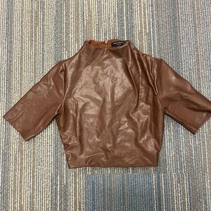 Naked wadrobe!
Brown Faux Leather Top